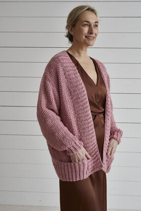 Moss Stitch Jacket with Deep Rib Bands - Knitting Pattern For Women in Debbie Bliss Dulcie by Debbie Bliss