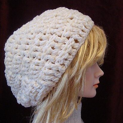 648 crochet BASKETWEAVE slouchie or touque hat