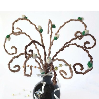 Pussy Willow Tree Branch. Curly Willow. Easter egg tree