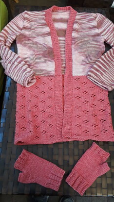 Neapolitan cardigan and handwarmers