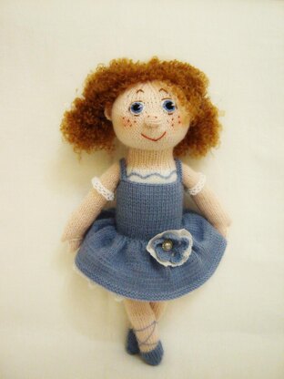 Knitting pattern of a cute ballerina doll, 15 inc, for a girl's Christmas gift