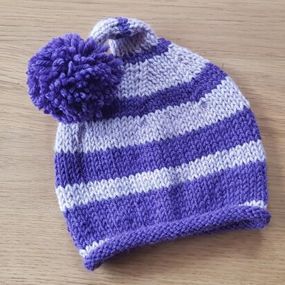 Striped Pom Pom Hat