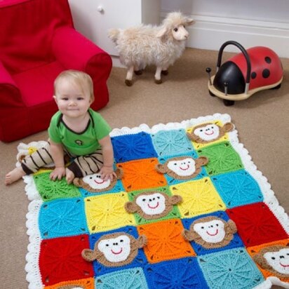 Monkey Around Baby Blanket in Red Heart Super Saver Economy Solids - LW4001