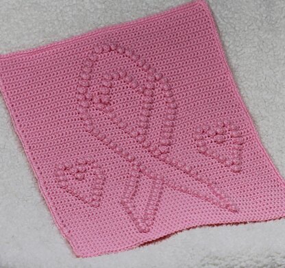 Pink Ribbon and Hearts Blanket Block