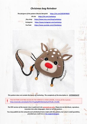 Reindeer Christmas bag