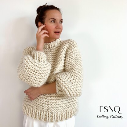 Chunky sweater Alaska Dream in Garter stitch Knitting pattern by Julia Piro