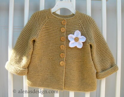 Beige Baby Cardigan with White Flower
