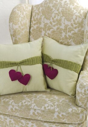 Heart-to-Heart Pillow Trim in Red Heart Soft Solids - LW2290