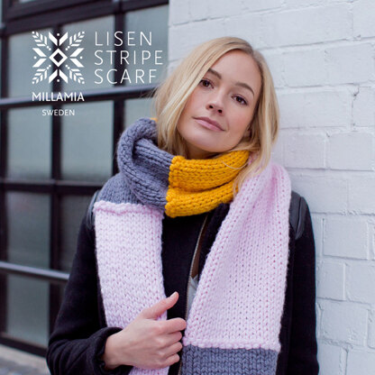 Lisen Stripe Scarf - Knitting Pattern in MillaMia Naturally Soft Super Chunky