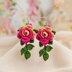 Crochet 3 d flower earrings