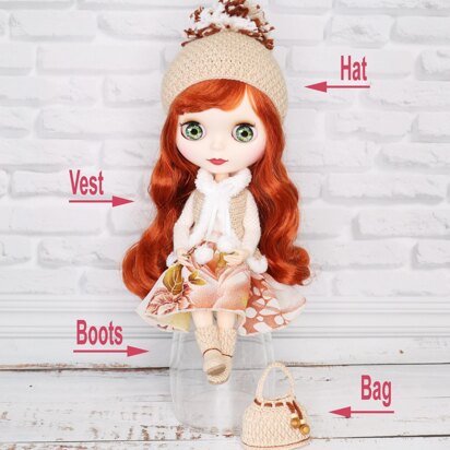 Boho style outfit for Blythe doll