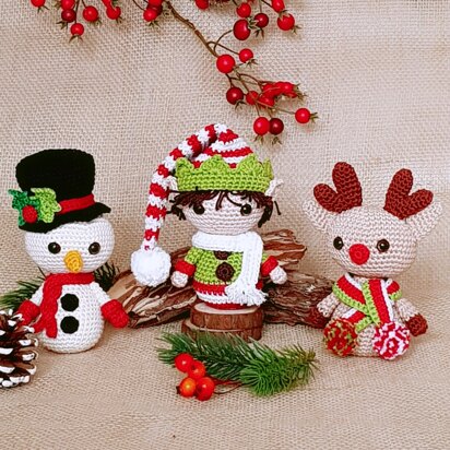 Snowman, Christmas Elf & Reindeer