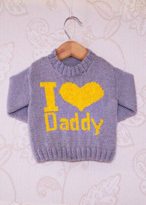 Intarsia - I Heart Daddy - Childrens Sweater