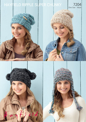 Hats in Hayfield Ripple Super Chunky  - 7204 - Downloadable PDF