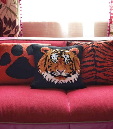 Tiger Cushions - Knitting Pattern in Debbie Bliss Rialto Aran by Debbie Bliss - Downloadable PDF