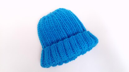 Ribbed Blue Hat