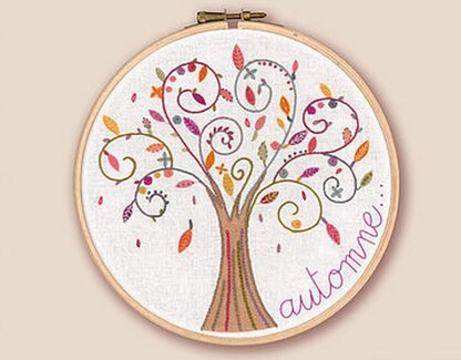 Un Chat Dans L'Aiguille Autumn Tree Contemporary Printed Embroidery Kit