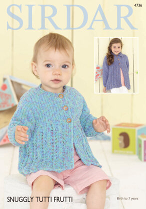 Flat Collared and Round Neck Cardigans in Sirdar Snuggly Tutti Frutti - 4736 - Downloadable PDF