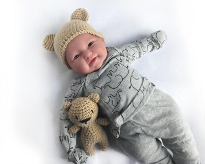 Newborn Hat and Toy Bear Set