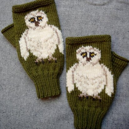Barn Owl fingerless gloves/mitts