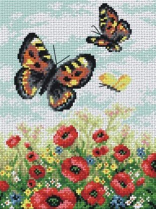 Orchidea Butterflies and Poppies Needlepoint Canvas