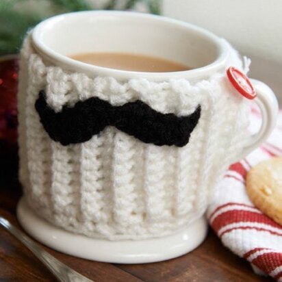 Mustache Mug Hug in Red Heart Super Saver Economy Solids - LW3685