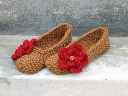 Crochet Slippers with flower