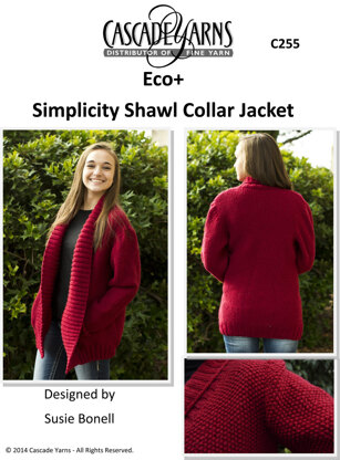 Cascade Yarns C255 Simplicity Shawl Collar Jacket (Free)