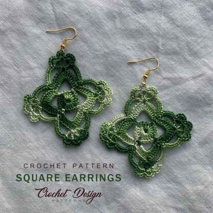 Crochet Square Earrings boho style- crochet pdf pattern - Crochet earrings pattern - Crochet jewelry - Crochet earrings - Granny Square