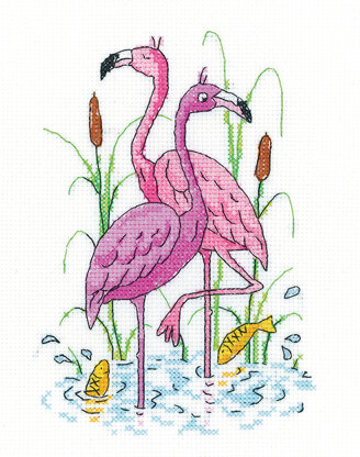Heritage Crafts Flamingos Cross Stitch Kit