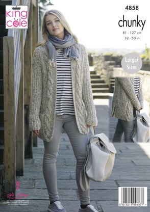 Ladies' Jacket and Cardigan in King Cole Indulge Chunky - 4858 - Downloadable PDF