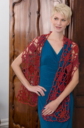 Krysia Flower and Diamond Wrap in Red Heart Boutique Midnight - LW4080 - Downloadable PDF