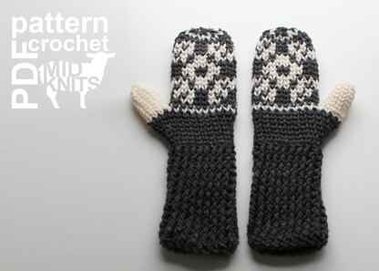 Floral Fair Isle Crochet Mittens (2016002)