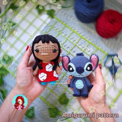 🌺 Lilo & Stitch Amigurumi Pattern – Digital PDF 🧶💙