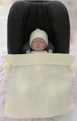 Easy Knit Baby Car Seat Blanket & Hat