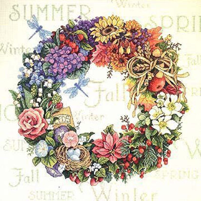 Dimensions Wreath of All Seasons Cross Stitch Kit - 36cm x 36cm