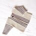 Baby sideways knit cardigan with stripe pattern - P066