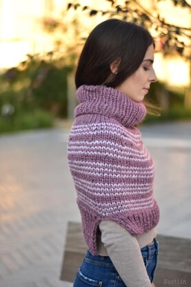 Heather Haze chunky knit turtleneck cape