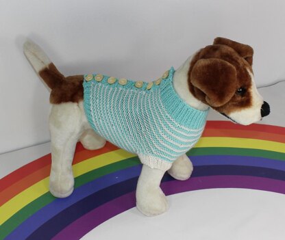 Aran Stripe Back Button Up Garter Stitch Dog Coat