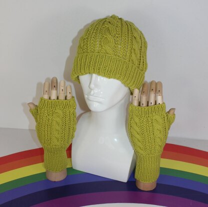 Adult & Teen Aran Cable & Fishermans Rib Beanie & Gloves