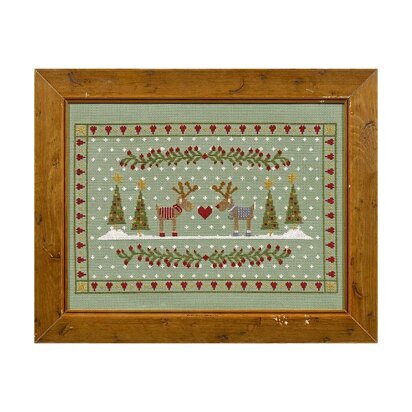 Historical Sampler Company Reindeers In Love - Downloadable PDF