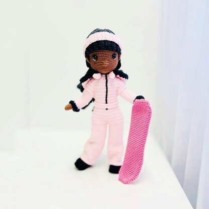 Snowboard doll pattern, amigurumi doll with clothes