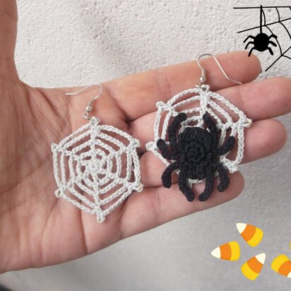 Spider and web earrings
