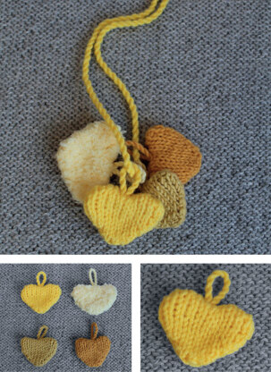 Little Yellow Hearts of Love in Sublime Extra Fine Merino DK & Sirdar Snuggly Snowflake DK