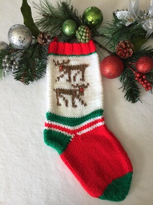 Wandering Reindeer and Holly Berry Christmas Stockings