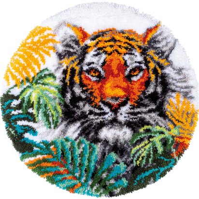 Vervaco Tiger With Jungle Leaves Latch Hook Kit