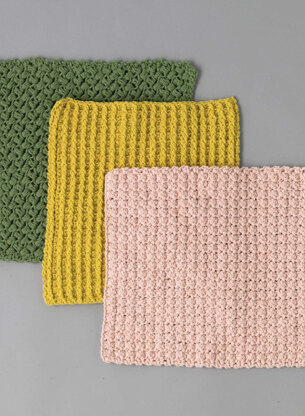 Crochet Dishcloths - Free Crochet Pattern for Home in Paintbox Yarns Recycled Cotton Worsted by Paintbox Yarns