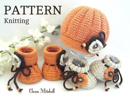 Knitting PATTERN Booties and Hat Baby Set Anna