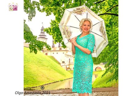 Turquoise dress Irish lace