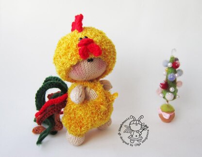 Pebble doll Rooster